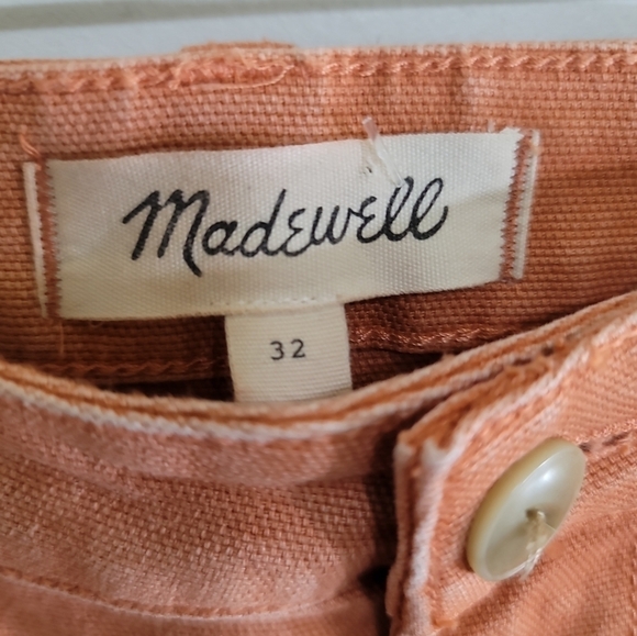 Madewell Emmett Wide-Leg Crop Pants 32 Garment Dyed Terra Cotta Orange High Rise - Picture 5 of 9